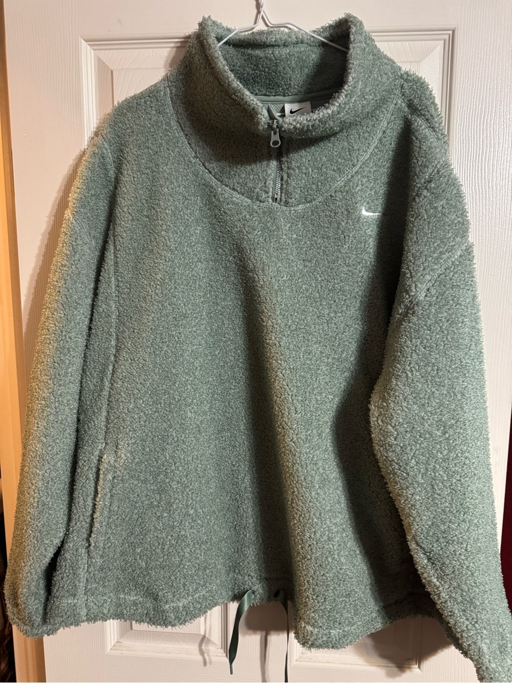 Nike Sage Green Sherpa Cowl Half-Zip Pullover